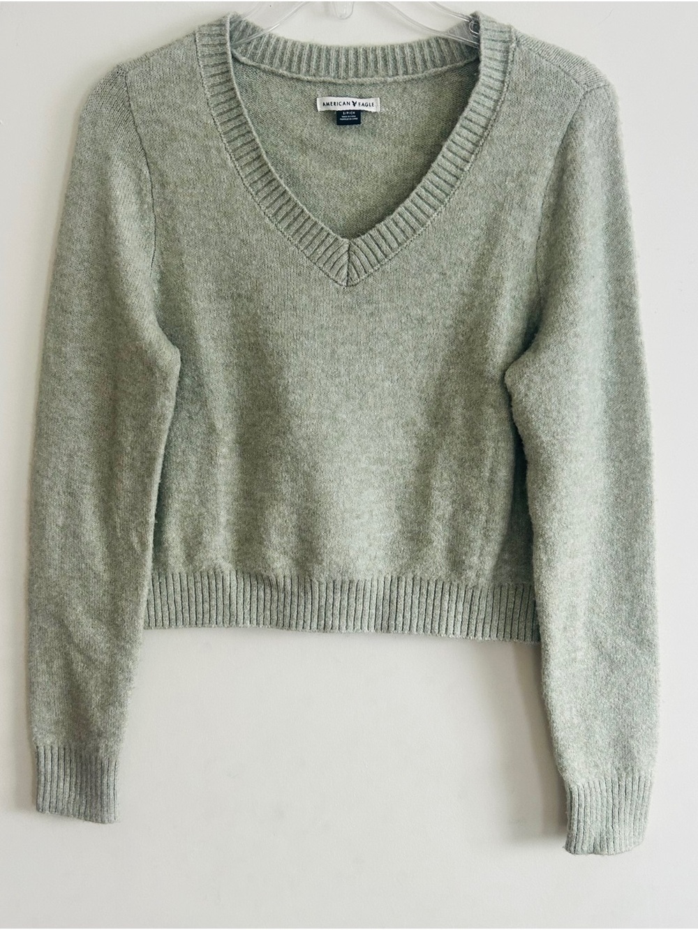 American Eagle Outfitters Light Sage Green V-Neck Sweater